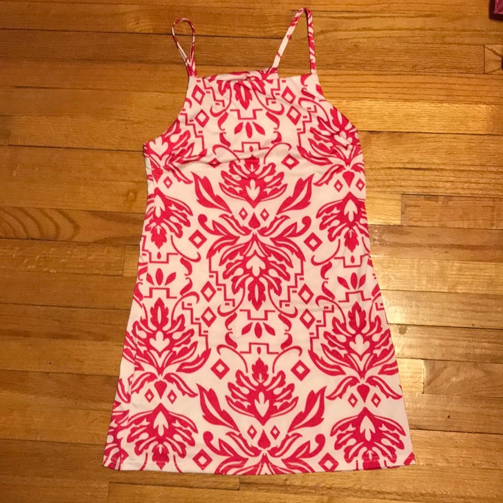swimsuit  cover up size medium white and pink